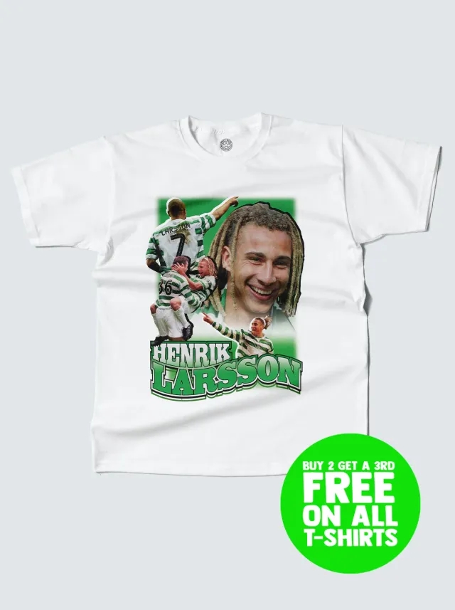 CELTIC LARSSON BOOTLEG TEE | Cult Kits, Small / Celtic / Black
