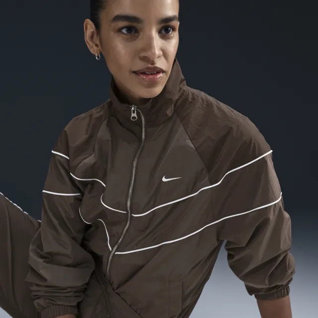 Nike Womens Loose UV Windrunner Woven Full-Zip Jacket - Brown - Size XL - Brown