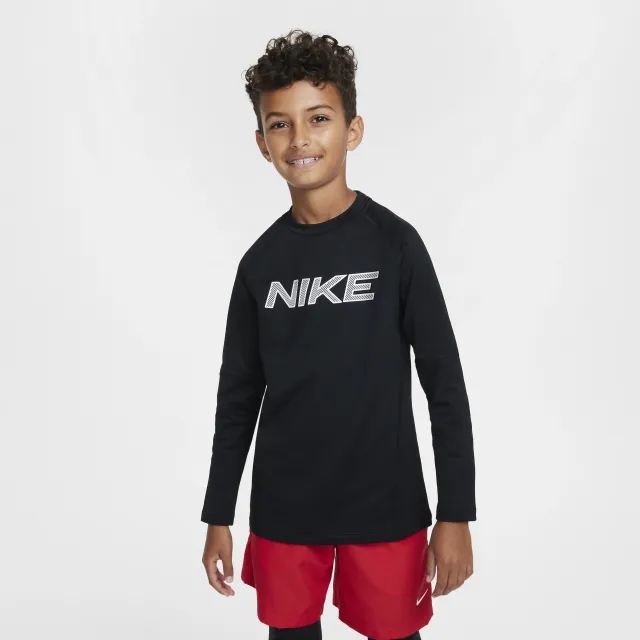 Nike Pro Big Kids (Boys) Dri FIT Long Sleeve Training Crewneck Top