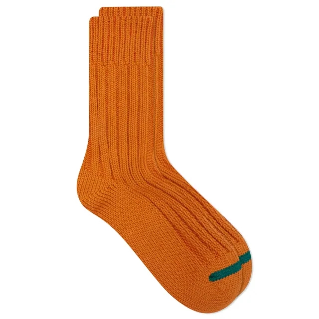 Rototo Chunky Ribbed Crew Sock Orange Peel