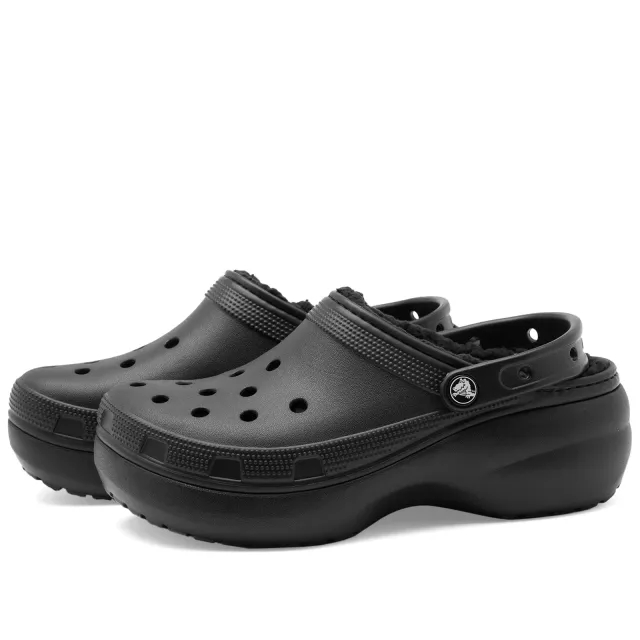 Crocs | Women | Classic Platform Lined | Clogs | Black | 8