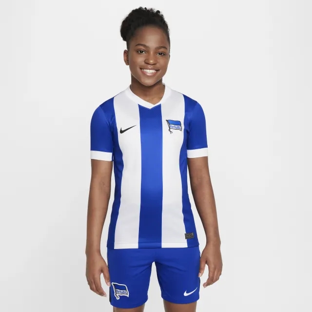 Hertha BSC 2024/25 Stadium Home Older Kids' Nike Dri-FIT Football Replica Shirt - Blue - Polyester