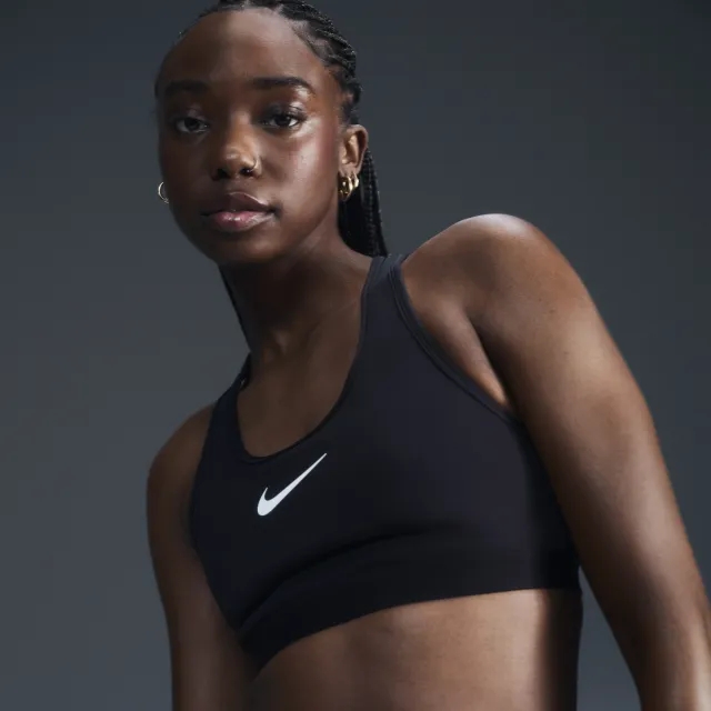 Nike Swoosh High-Support Women's Non-Padded Adjustable Sports Bra - Black - Polyester/Elastane