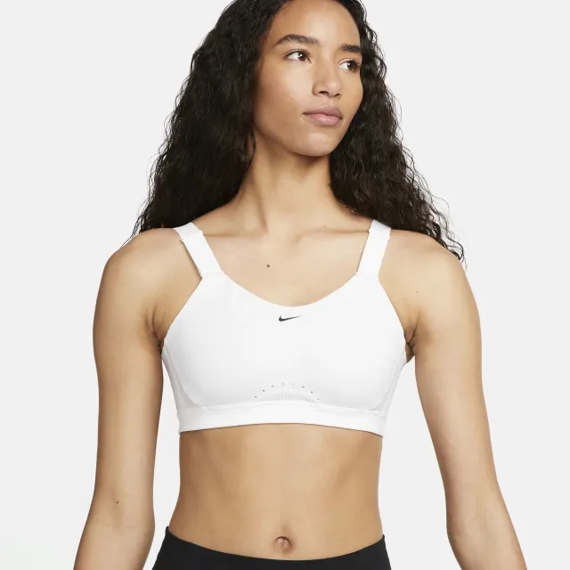 Nike Alpha Women's High-Support Padded Adjustable Sports Bra - White - Recycled Polyester Minimum
