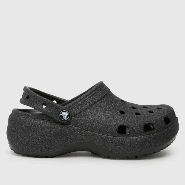 Crocs | Women | Classic Platform Glitter | Clogs | Black | 3