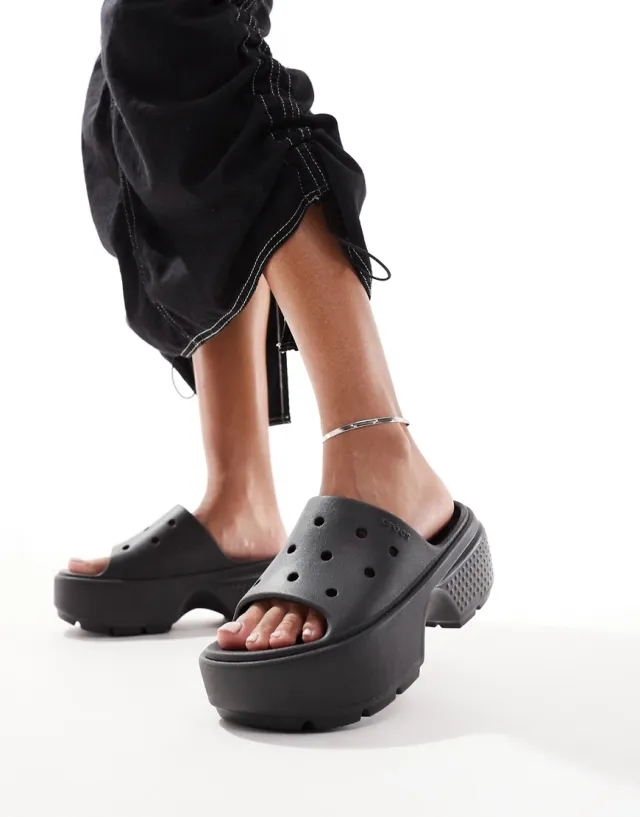 Crocs | Unisex | Stomp | Slides | Black | W5/M4