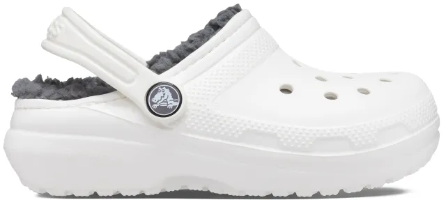 Crocs | Kids | Toddler Classic Lined | Clogs | White / Grey | C10