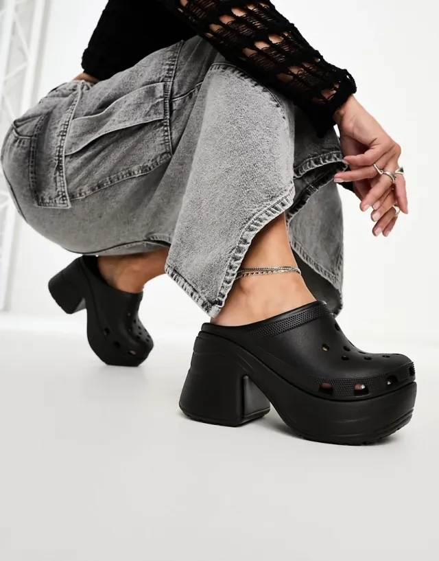Crocs Siren Heeled Clog  in Black