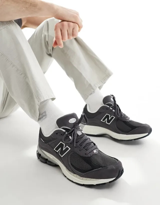 New Balance Men's 2002R in Grey/Black/White Suede/Mesh