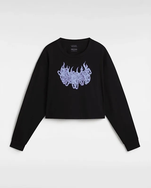 Vans - Hot Links Relaxed Long Sleeve Crop T-Shirt, Woman, Black