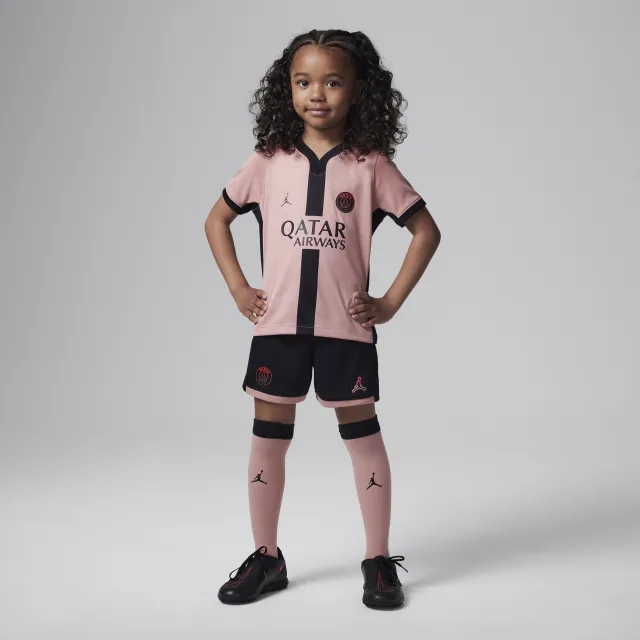Nike Jordan Nike Paris Saint-Germain 2024/25 Stadium Third Younger Kids' Jordan Football Replica Three-Piece Kit - Pink - Polyester