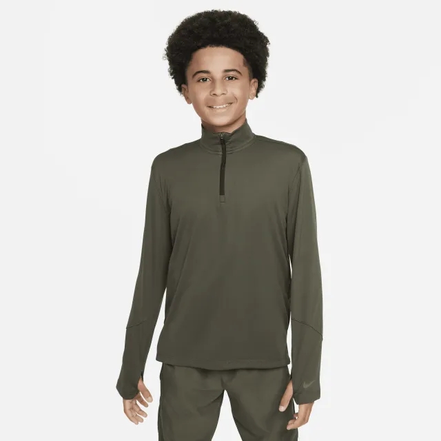 Nike Multi Older Kids' (Boys') Dri-FIT UV Long-Sleeve 1/2-Zip Top - Green - Polyester