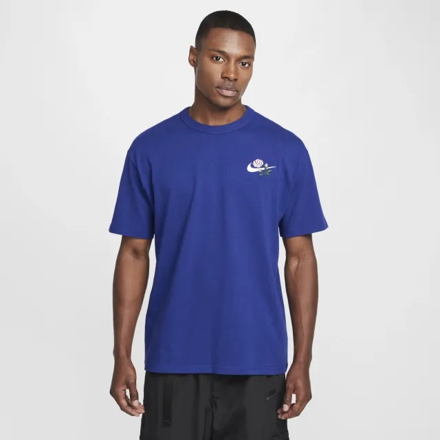 Nike Swoosh Floral Logo T-Shirt In Blue