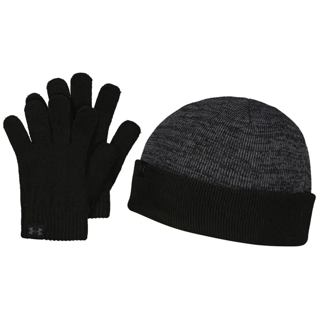 Girls'  Under Armour  Beanie/Glove Combo Black / Castlerock / Black OSFM