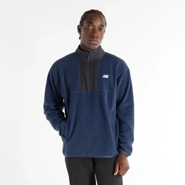 New Balance Men's Polar Fleece 1/2 Zip in Blue Poly Fleece