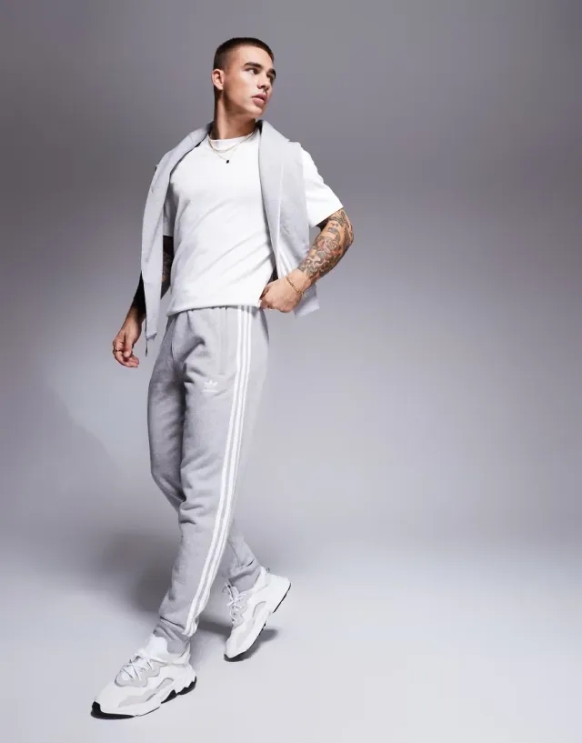 Adidas Originals 3 Stripe Jogger In Grey-Black