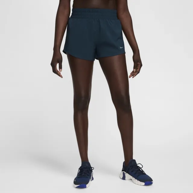 Nike One Women's Dri-FIT Mid-Rise 8cm (approx.) Brief-Lined Shorts - Blue - Polyester