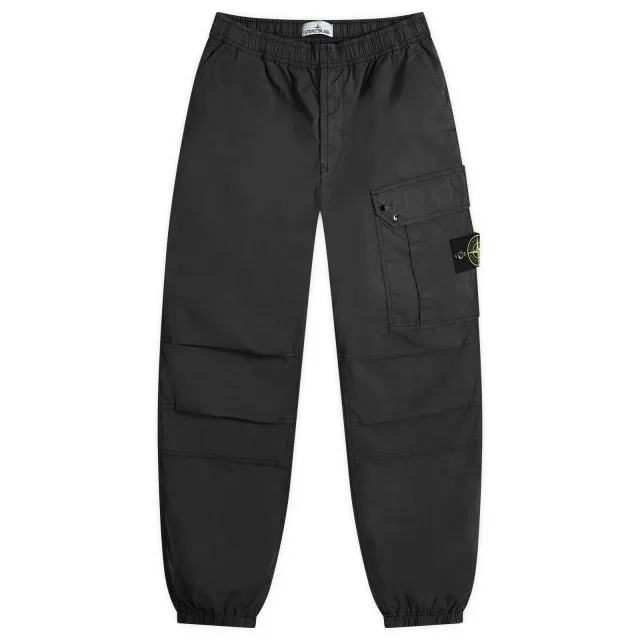 Stone Island Men's Twill Stretch-TC Loose Cargo Pants Black