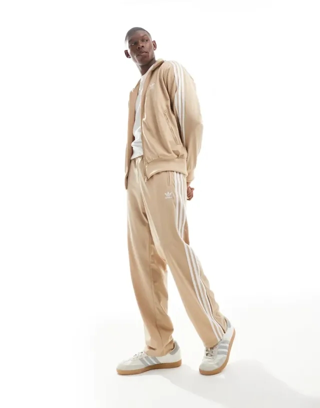 Adidas Originals Firebird Track Pant In Beige-White