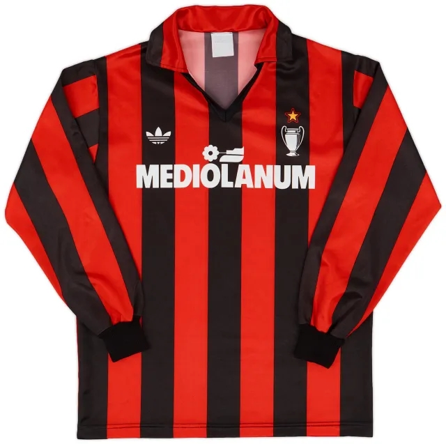 adidas 1992-93 AC Milan Home L/S Shirt - 9/10 - (XL.Boys)