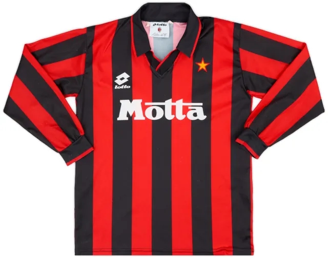 Lotto 1993-94 AC Milan Home L/S Shirt - 8/10 - (XXL.Boys)