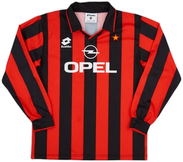 Lotto 1994-95 AC Milan Home L/S Shirt - 8/10 - (M)