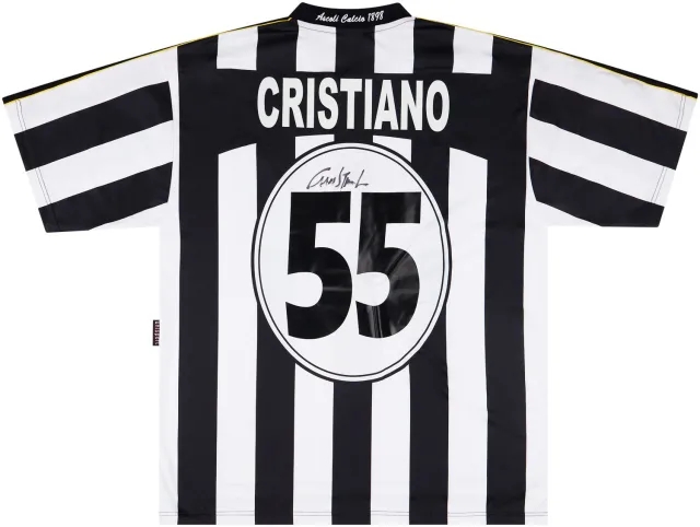 2003-04 Ascoli Match Issue Signed Home Shirt Cristiano #55