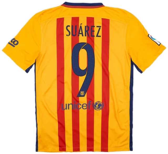 Nike 2015-16 Barcelona Away Shirt Suarez #9 - 5/10 - (S)