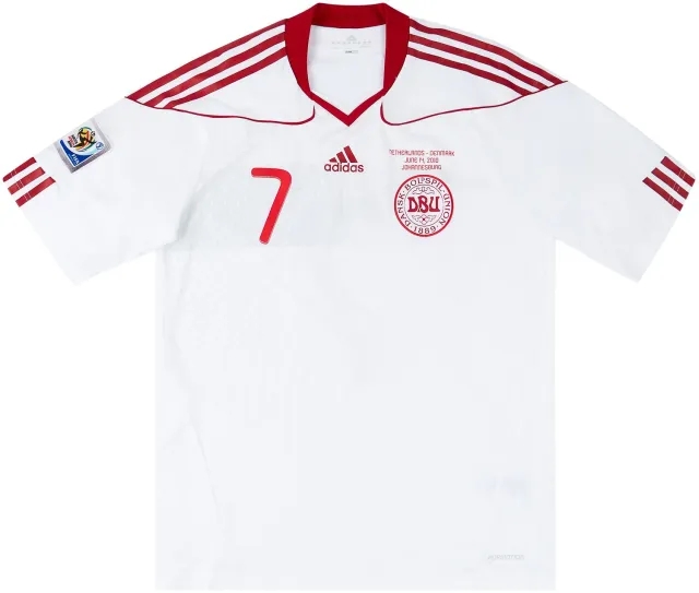 adidas 2010 Denmark Match Issue World Cup Away Shirt Jensen #7 (v Holland)
