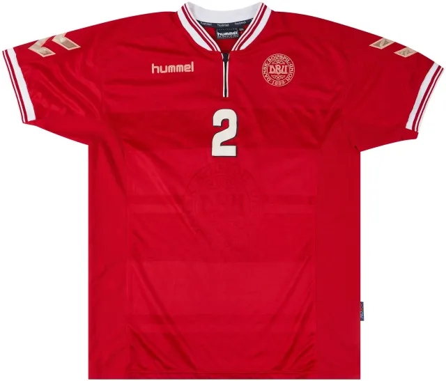 Hummel 2000-02 Denmark Match Issue Home Shirt #2 (Colding)