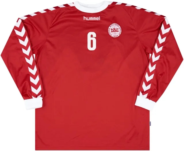 Hummel 2003 Denmark Match Issue Home L/S Shirt #6