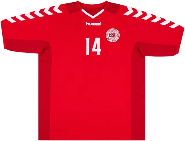 Hummel 2003-04 Denmark Match Issue Home Shirt #14