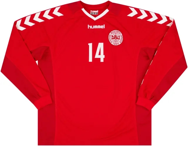 Hummel 2003-04 Denmark Match Issue Home L/S Shirt #14