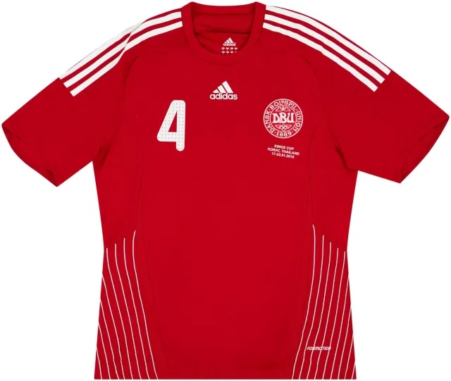 adidas 2010 Denmark Match Issue Kings Cup Home Shirt #4 (Borring) v Poland