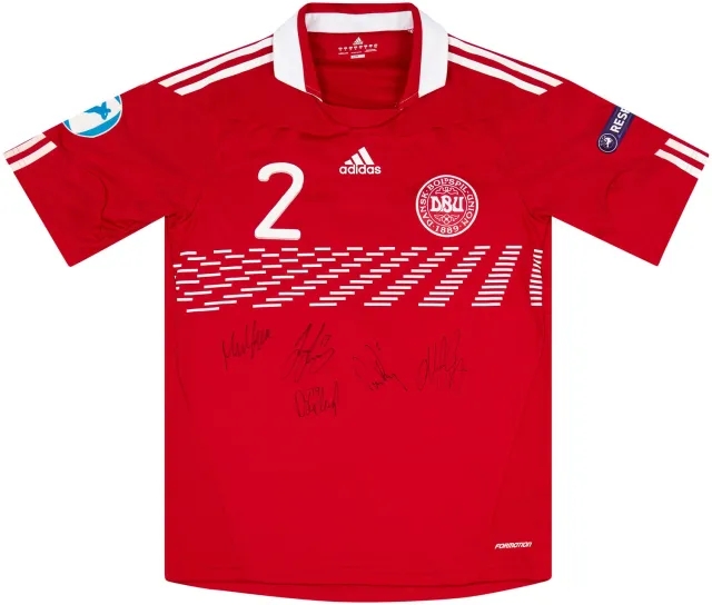 adidas 2011 Denmark U-21 Match Issue European Championship Signed Home Shirt Randrup #2