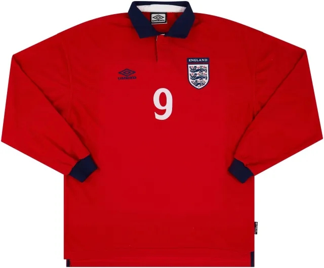 Umbro 1999-01 England Match Issue Away L/S Shirt #9 (Shearer)