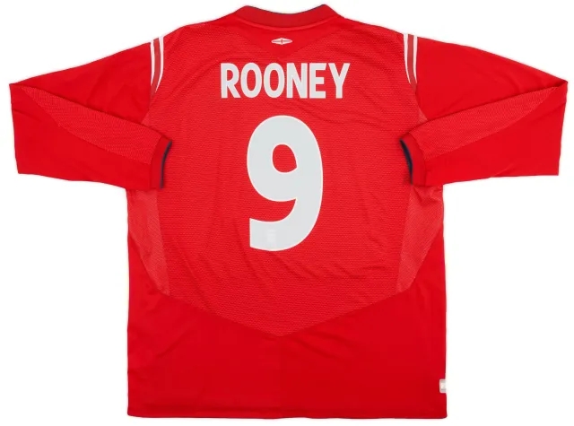 Umbro 2004-06 England Away L/S Shirt Rooney #9 - 8/10 - (XXL)