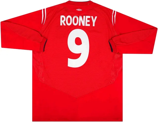 Umbro 2004-06 England Away L/S Shirt Rooney #9 - 8/10 - (XXL)