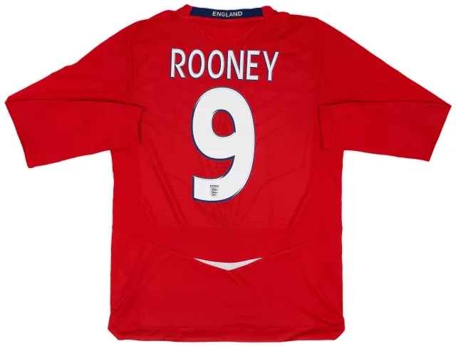 Umbro 2008-10 England Away L/S Shirt Rooney #9 - 7/10 - (M)
