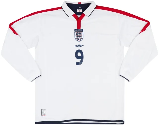 Umbro 2003 England U-20 Match Issue Home L/S Shirt #9 (Chopra)