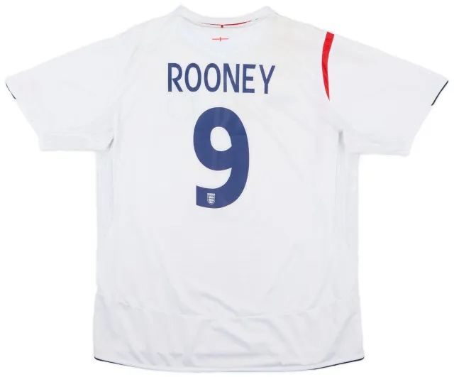 Umbro 2005-07 England Home Shirt Rooney #9 - 6/10 - (XL)