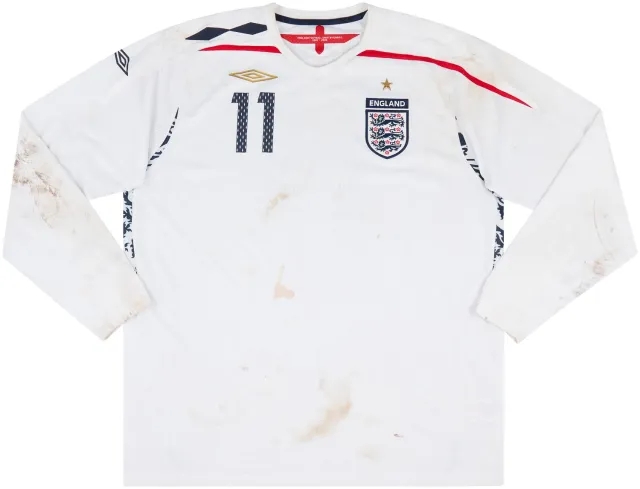 Umbro 2008 England U-17 Match Worn Home L/S Shirt #11 (Ince)