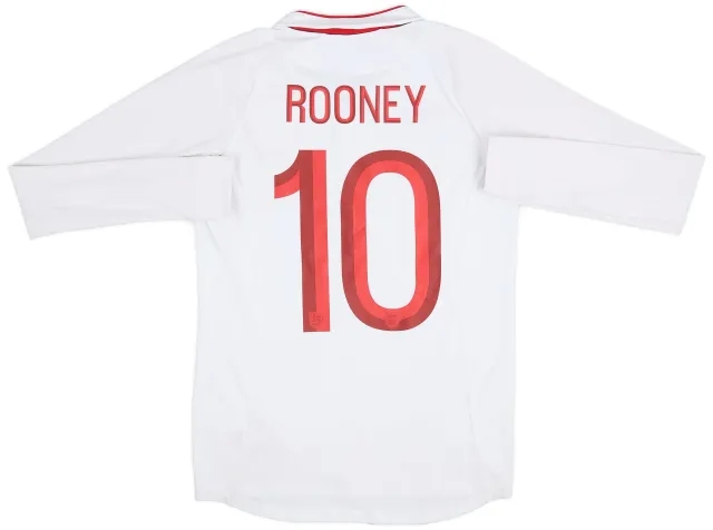 Umbro 2012-13 England Home L/S Shirt Rooney #10 - 8/10 - (XL.Boys)