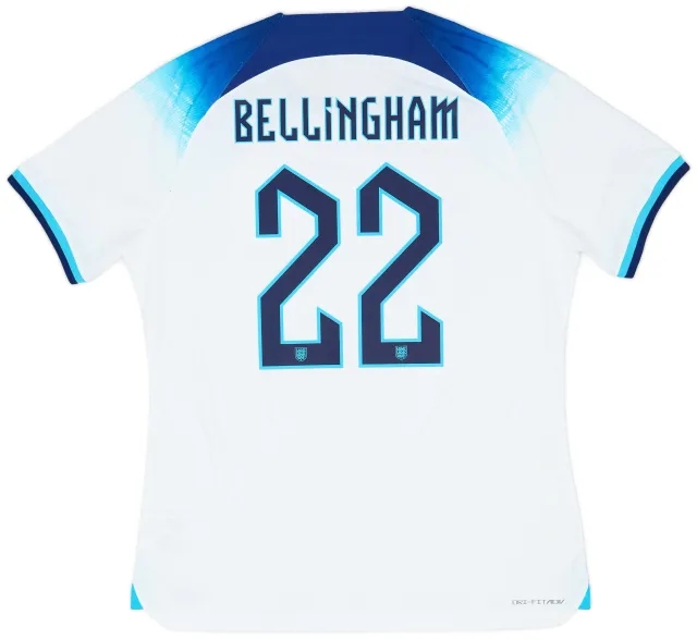 Nike 2022-23 England Authentic Home Shirt Bellingham #22 - 8/10 - (XL)