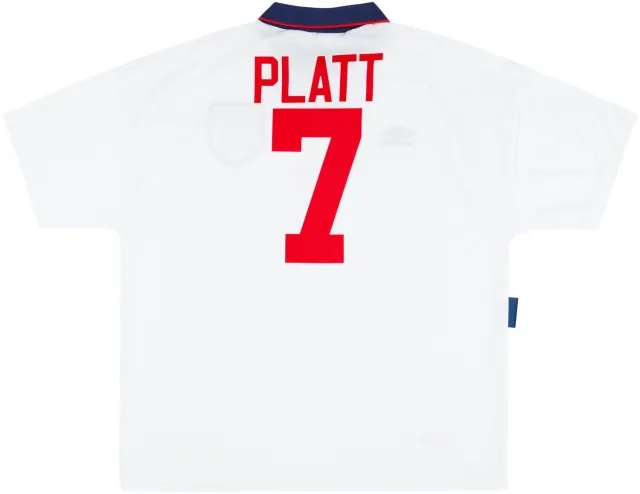 Umbro 1993-95 England Home Shirt Platt #7 - 8/10 - (XL)