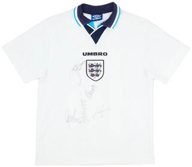 Umbro 1995-97 England 'Signed' Home Shirt - 9/10 - (M)