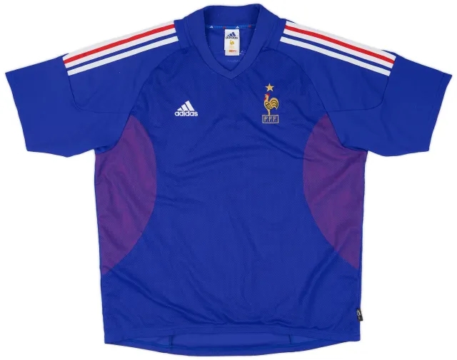 adidas 2002-04 France 'Signed' Home Shirt - 6/10 - (XL)