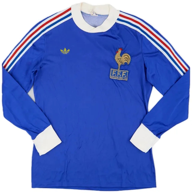 adidas 1978-80 France World Cup Home L/S Shirt - 8/10 - (S)
