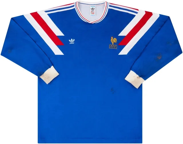 adidas 1980 France U-21 Match Worn Home L/S Shirt #12 (v Holland)