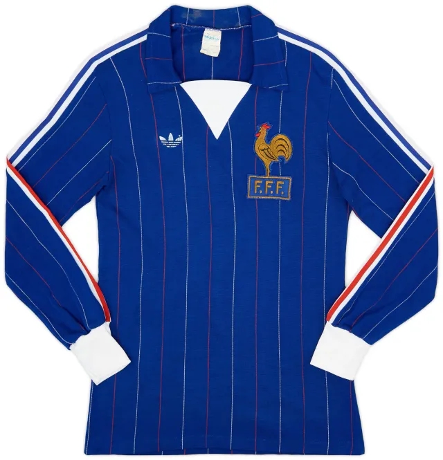 adidas 1980-82 France Home L/S Shirt - 8/10 - (M)